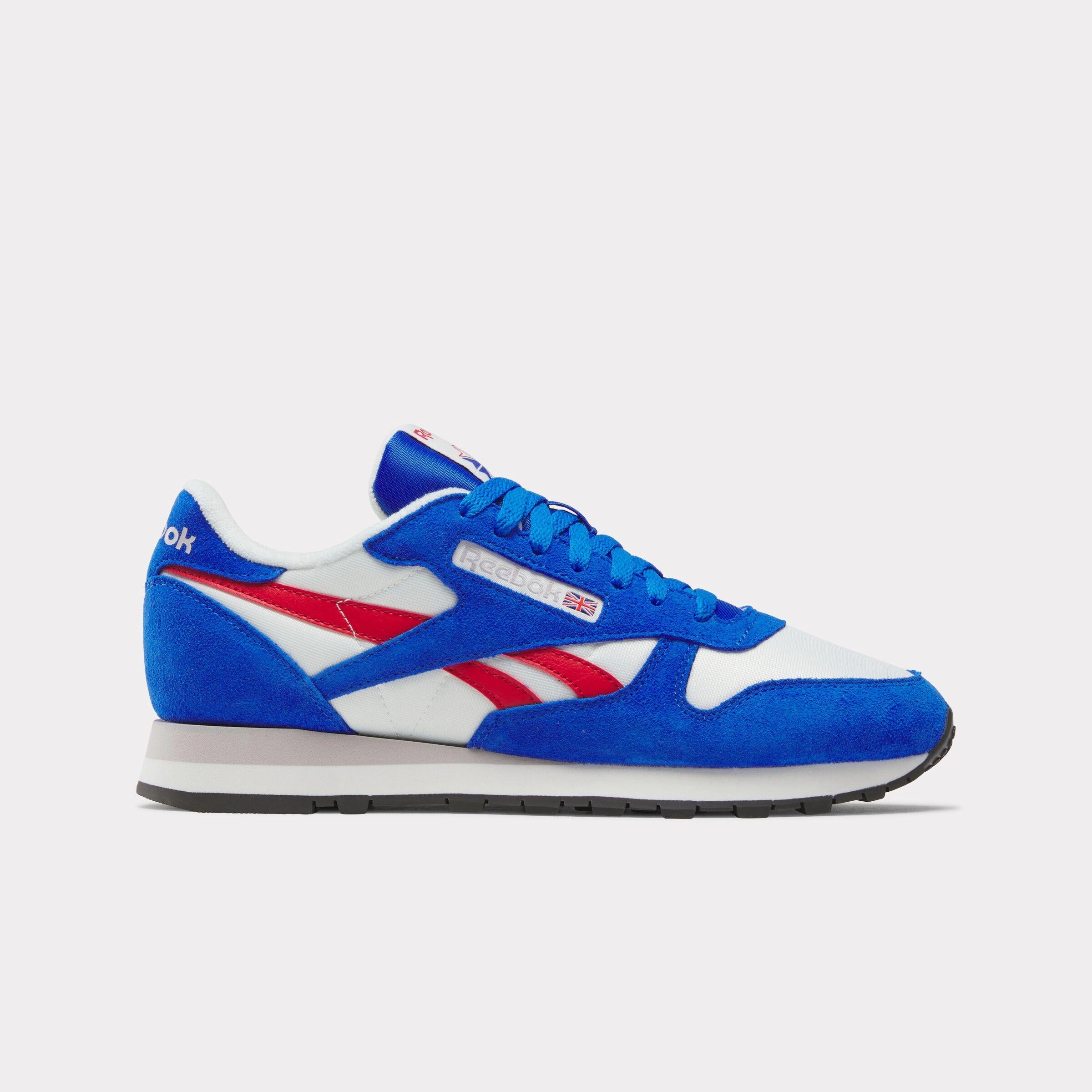 Reebok Footwear Men Classic Leather Shoes CHALK/OPTIMUM BLUE/VECTOR RED Trip Pic Edge Hike