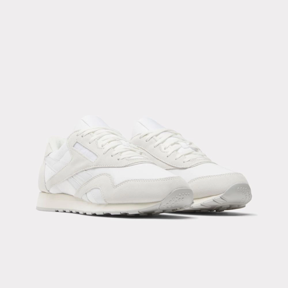 Reebok Footwear Men Classic Nylon Shoes WHITE/BARELY GREY/CHALK Daily Step-On Glide