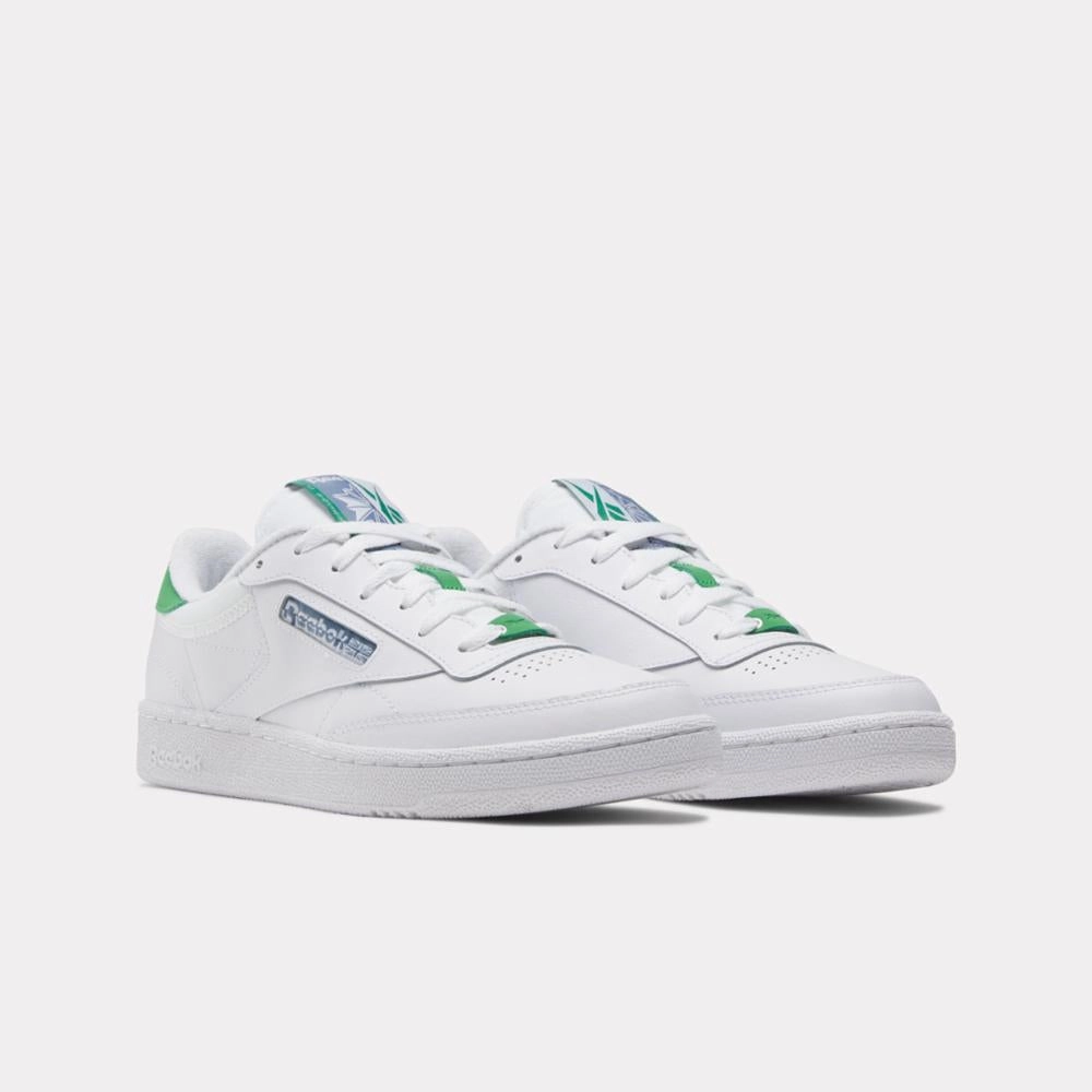 Shopping Look Color Fun Reebok Footwear Men Club C 85 Shoes WHITE/SPORT GREEN/BLUE SLATE