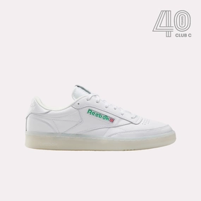 Reebok Footwear Men Club C 85 Vintage Shoes - 40th Anniversary WHITE/GLENGREEN/VECTORRED Air Flow