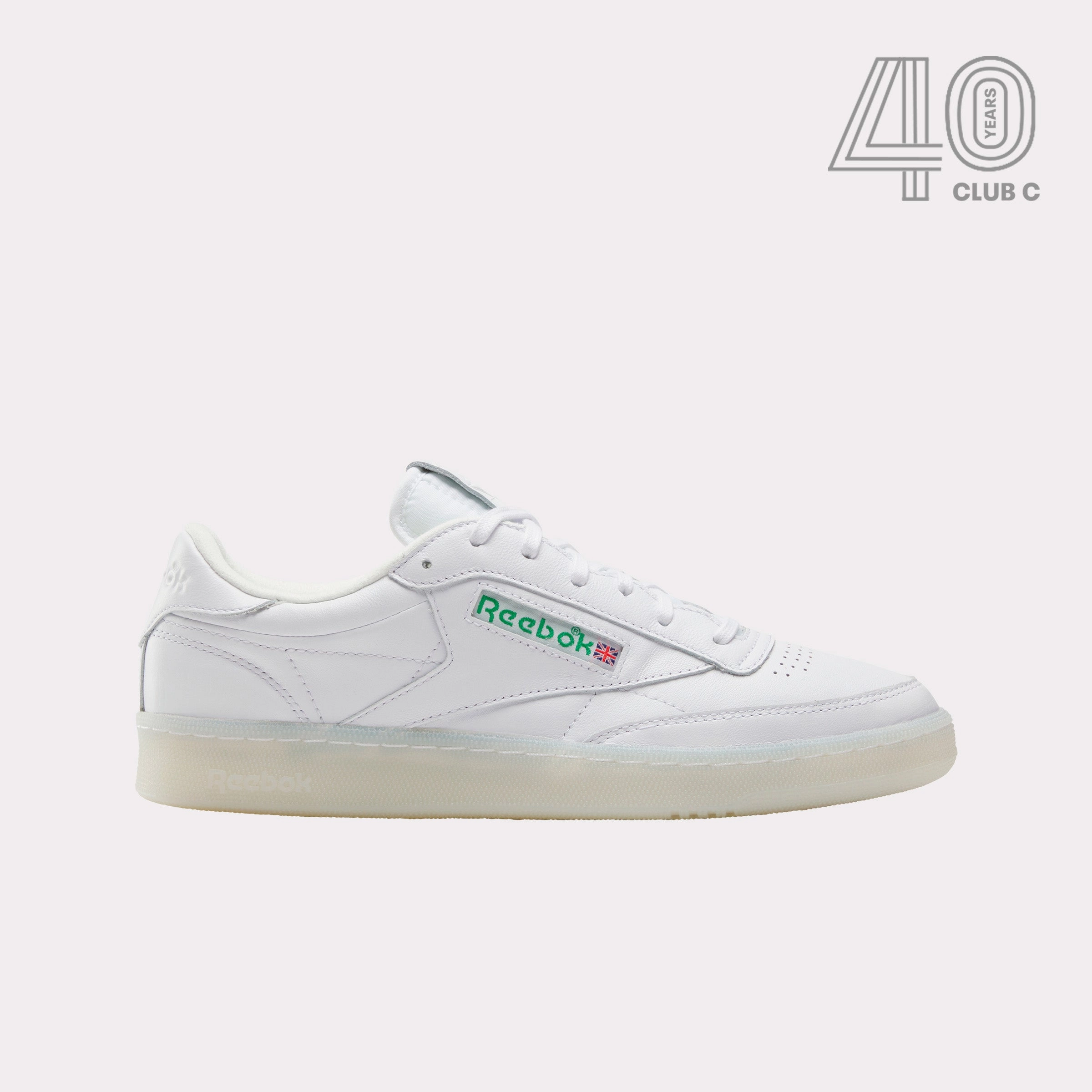 Reebok Footwear Men Club C 85 Vintage Shoes - 40th Anniversary WHITE/GLENGREEN/VECTORRED Air Flow