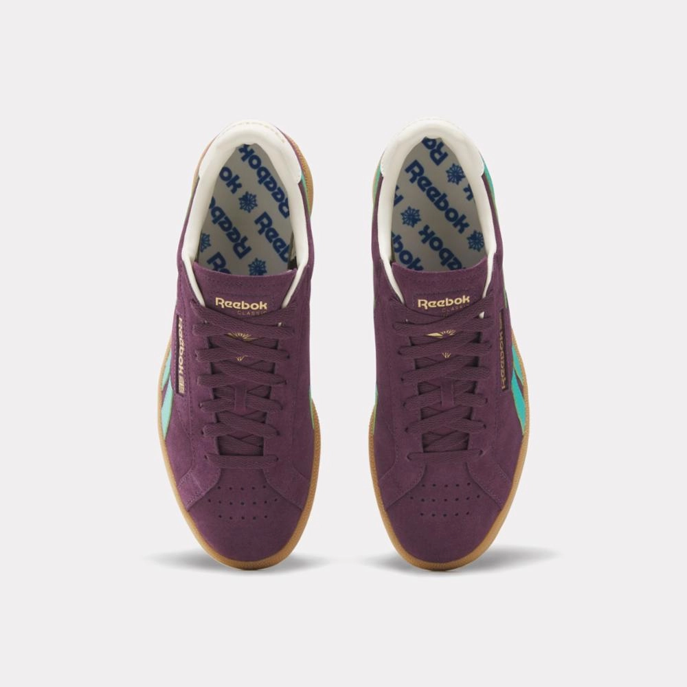 Reebok Footwear Men Club C Grounds UK Shoes MIDNIGHTPLUM/UNLSHDGREEN/BLAC Travel Step Move-In