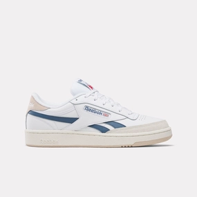 Reebok Footwear Men Club C Revenge Shoes FTWWHITE/TWILIGHTBLUE/MUTEDCLA Adjustable Fit