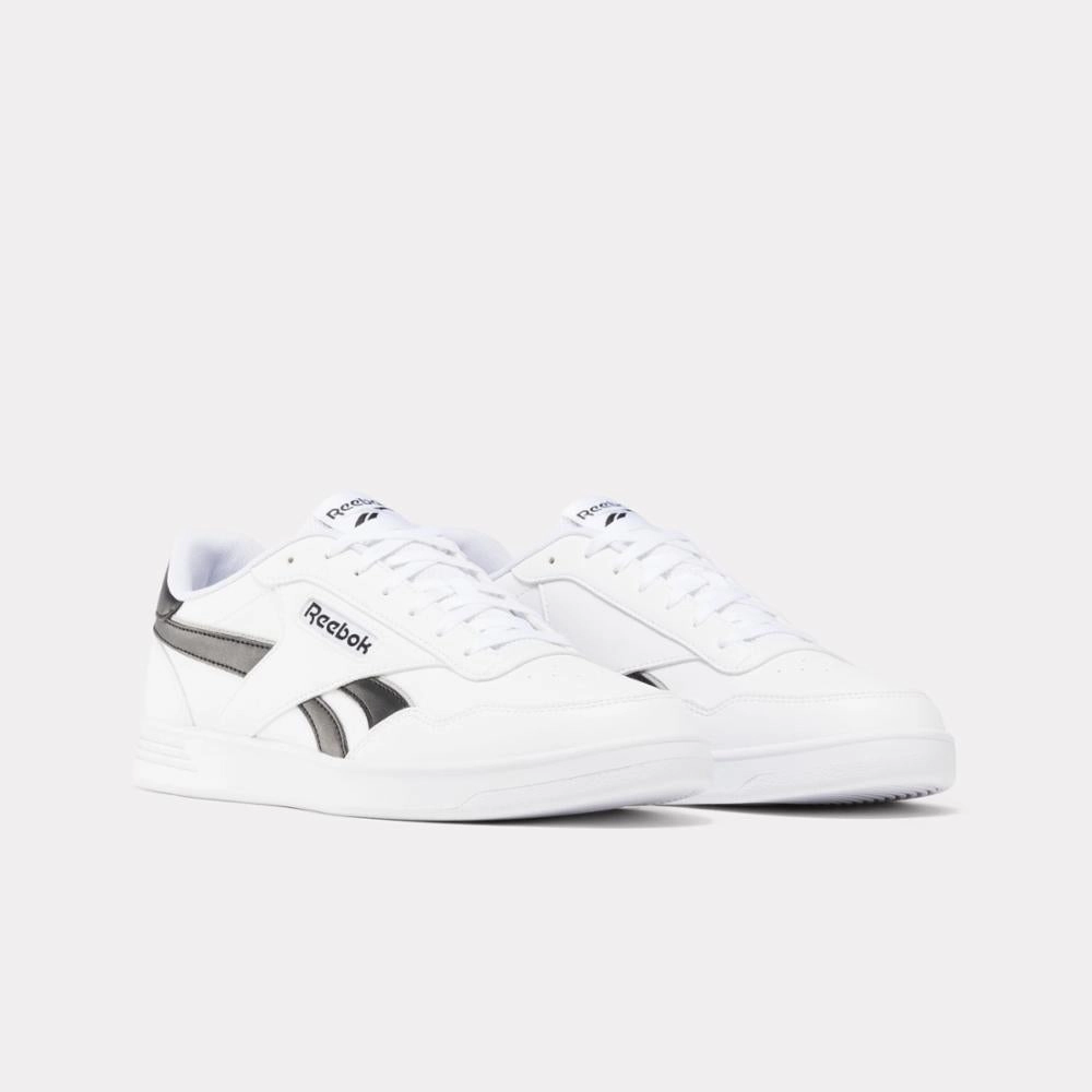 Reebok Footwear Men Court Advance Vegan Shoes FTW WHT/CORE BLK/P GREY 3 Modern Step Glide-In