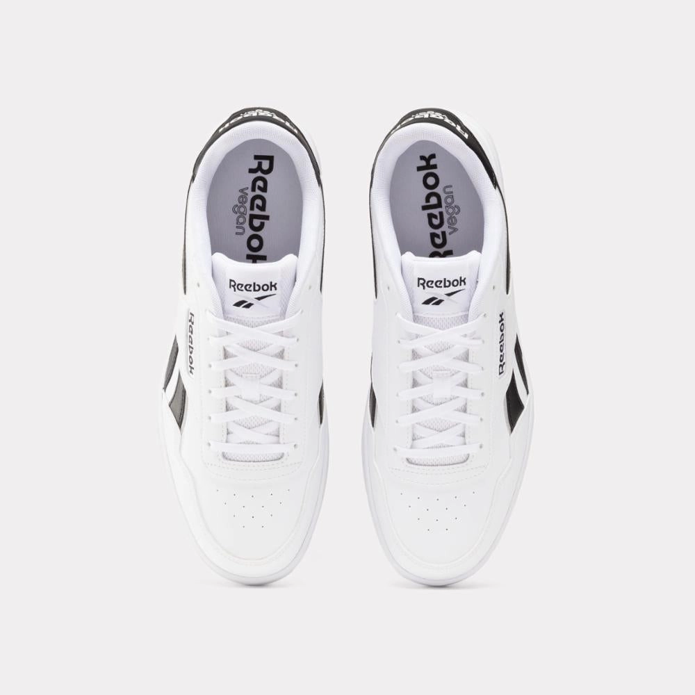 Reebok Footwear Men Court Advance Vegan Shoes FTW WHT/CORE BLK/P GREY 3 Modern Step Glide-In