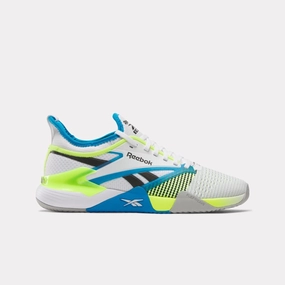 Leg Day Reebok Footwear Men Nano Court Training Shoes WHITE/DIGITAL LIME/AQUA