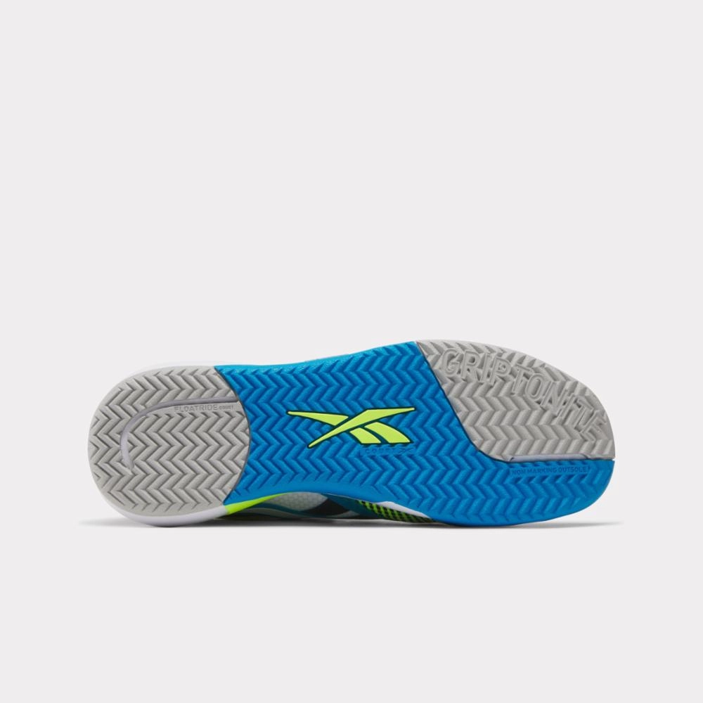 Reebok Footwear Men Nano Court Training Shoes WHITE/DIGITAL LIME/AQUA Quick lace