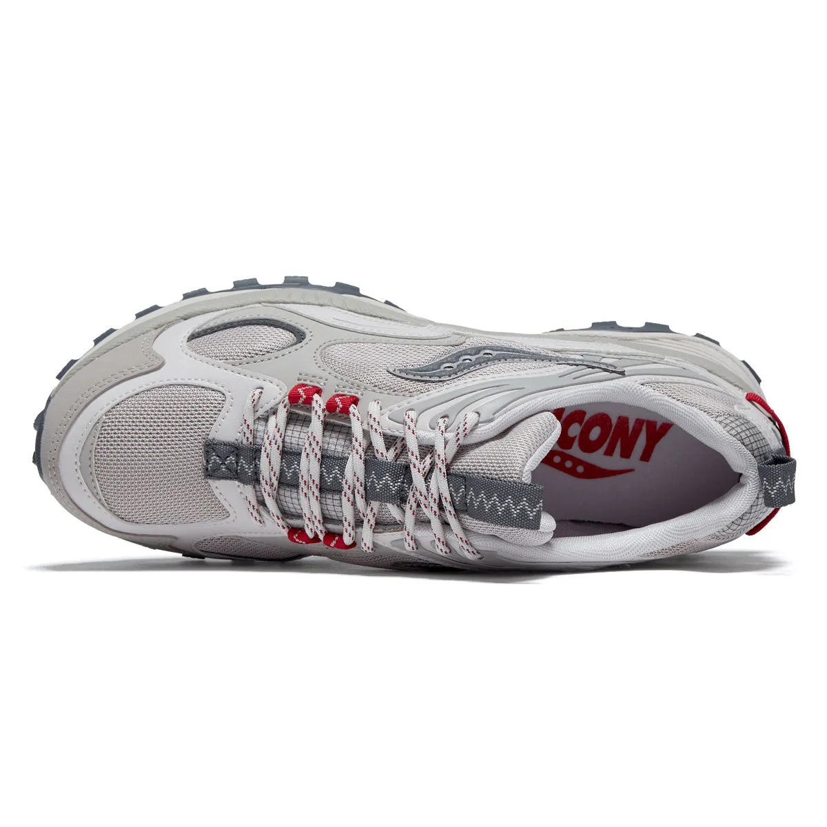 Shock Ready Design Saucony Grid Aura X Shoes - Dove/Red