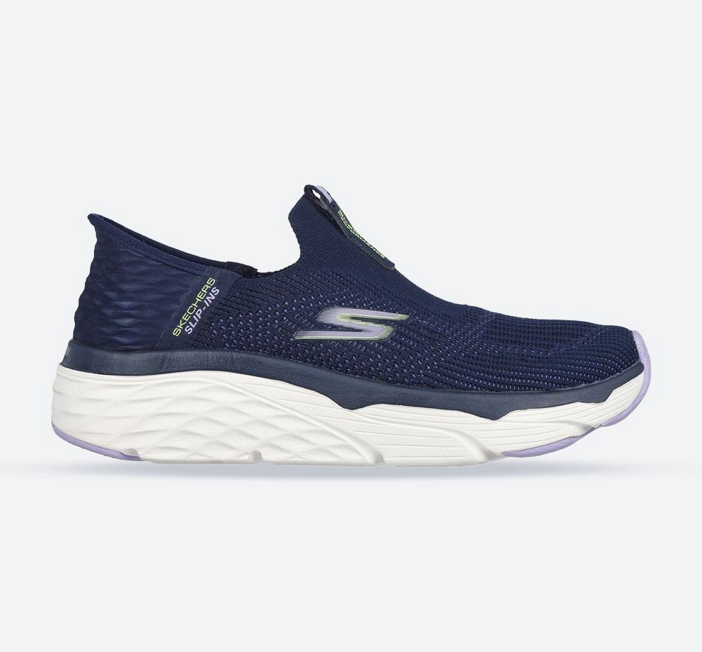 Signature Style Women's Wide Fit Skechers 128571 Max Cushioning Smooth Sneakers - Navy/Lavender
