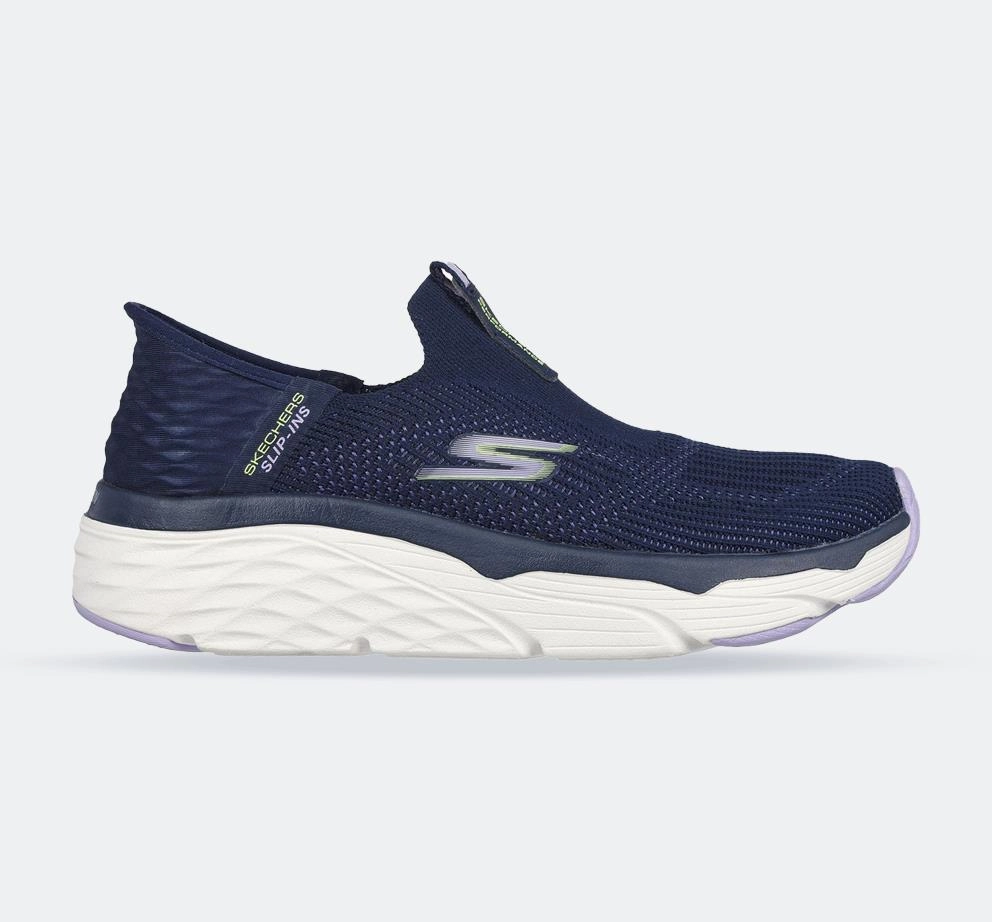 Signature Style Women's Wide Fit Skechers 128571 Max Cushioning Smooth Sneakers - Navy/Lavender