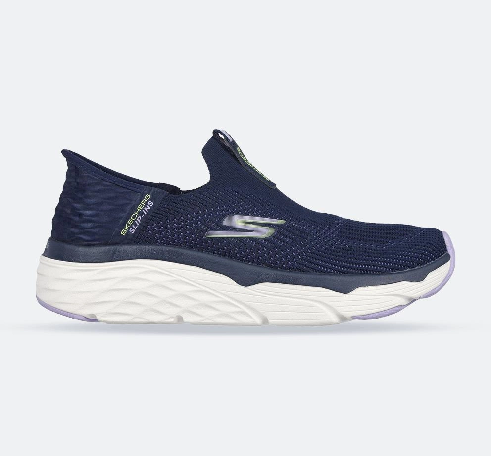 Signature Style Women's Wide Fit Skechers 128571 Max Cushioning Smooth Sneakers - Navy/Lavender