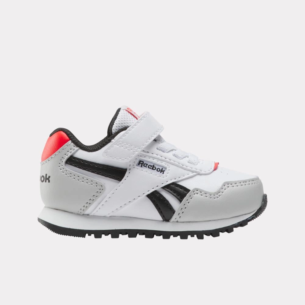 Soft Footbed Comfort Reebok Footwear Kids Reebok Glide Elastic Lace & Top Strap Shoes - Toddler FTWRWHITE/MISTGREY/ENERGYRED