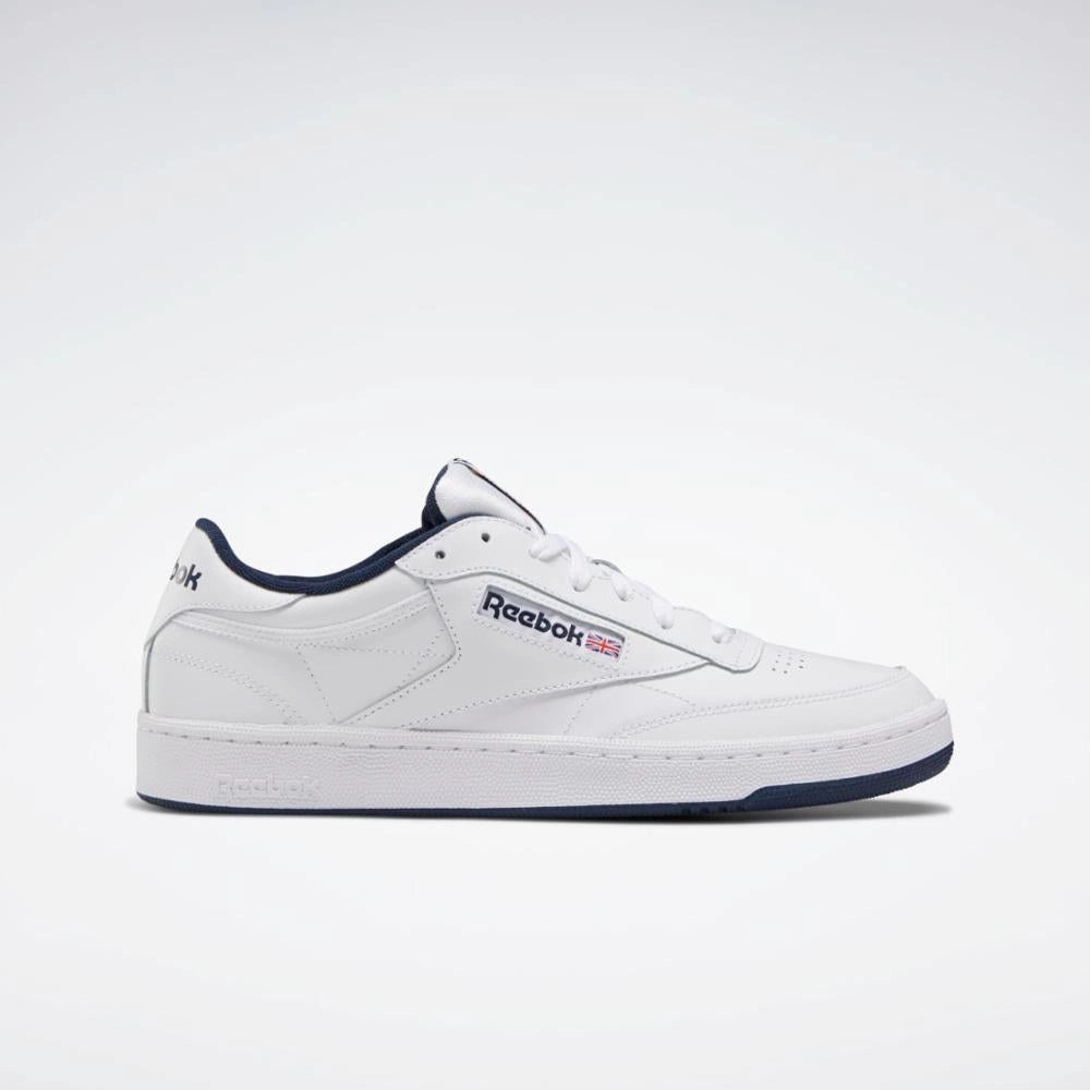 Reebok Footwear Men Club C 85 Shoes INT-WHT/NAVY Trendy Wear Flat Sole
