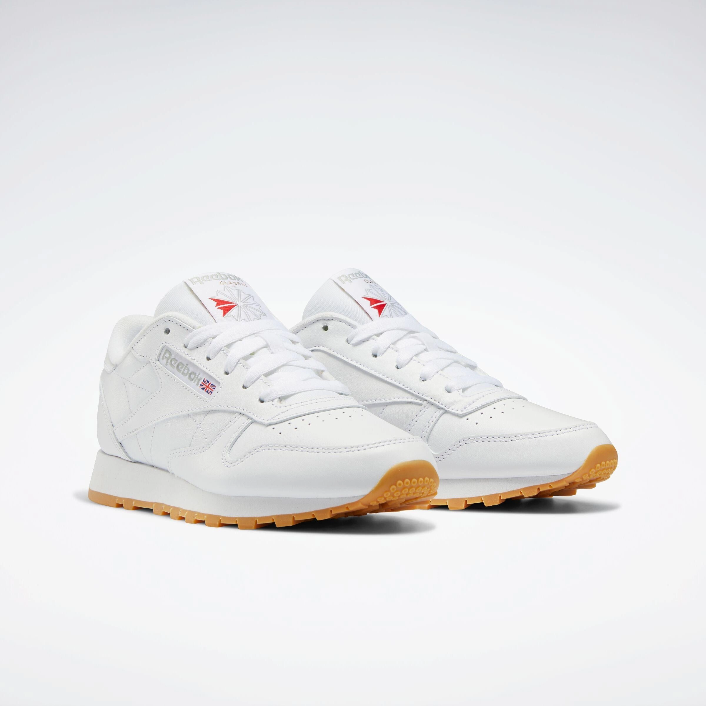 Soft Midsole Layer Reebok Footwear Women Classic Leather Shoes FTWR WHT/PURE GRY 3/REEBOK RUB