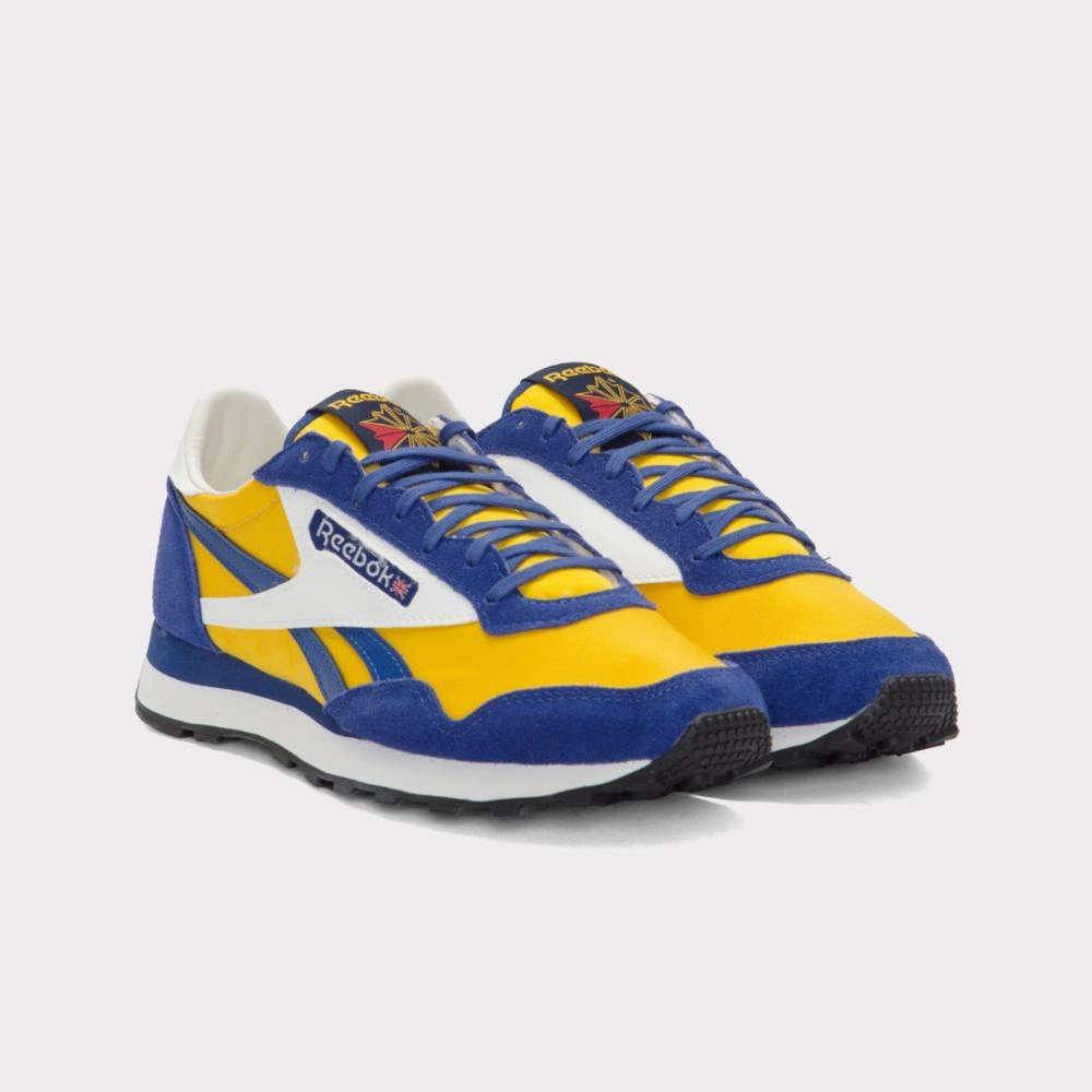 Soft Ride Reebok Footwear Men Aztec II Shoes COBALT/ALWAYS YELLOW/CHALK