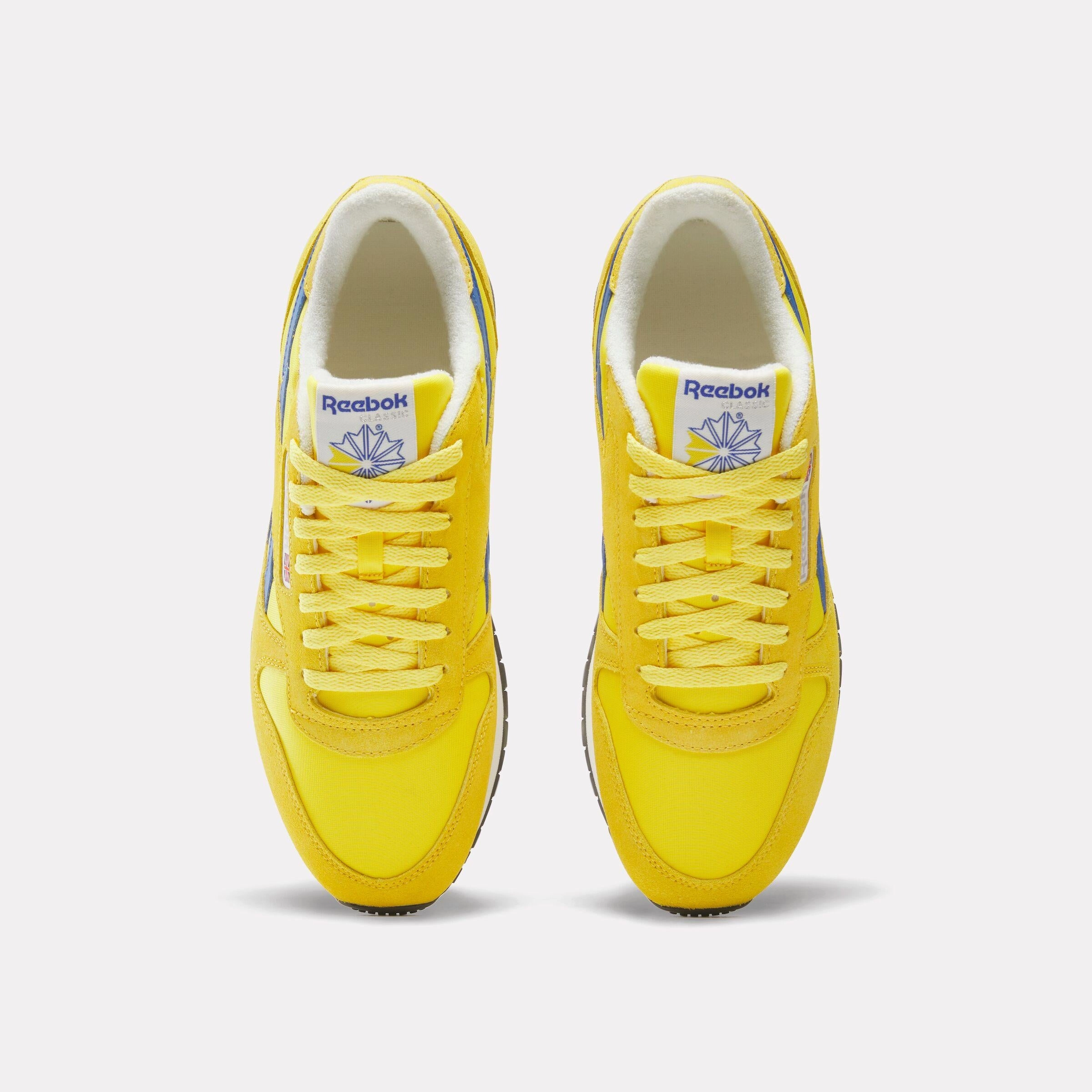 Soft Walk Comfort Reebok Footwear Men Classic Leather Shoes GOLDEN HAZE/OPTIMUM BLUE/CHALK