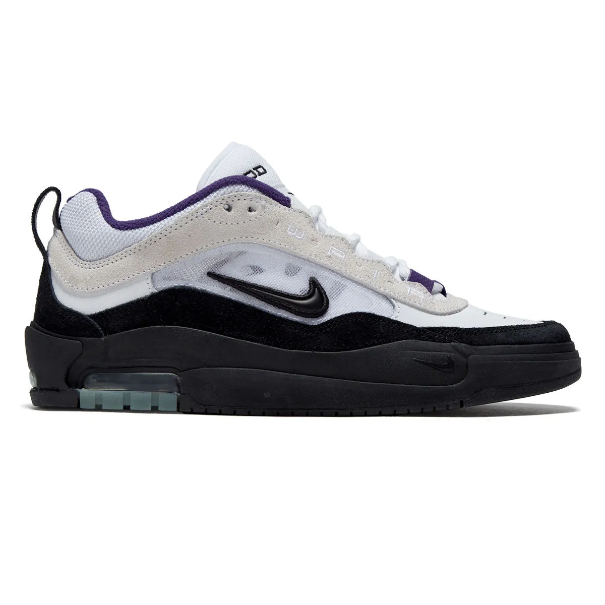 Nike SB Air Max Ishod Shoes - White/Black/Court Purple/Black Modern Youth Fast Fit