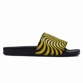 Quick Travel Spitfire Bighead Swirl Slide Sandals - Black/Yellow
