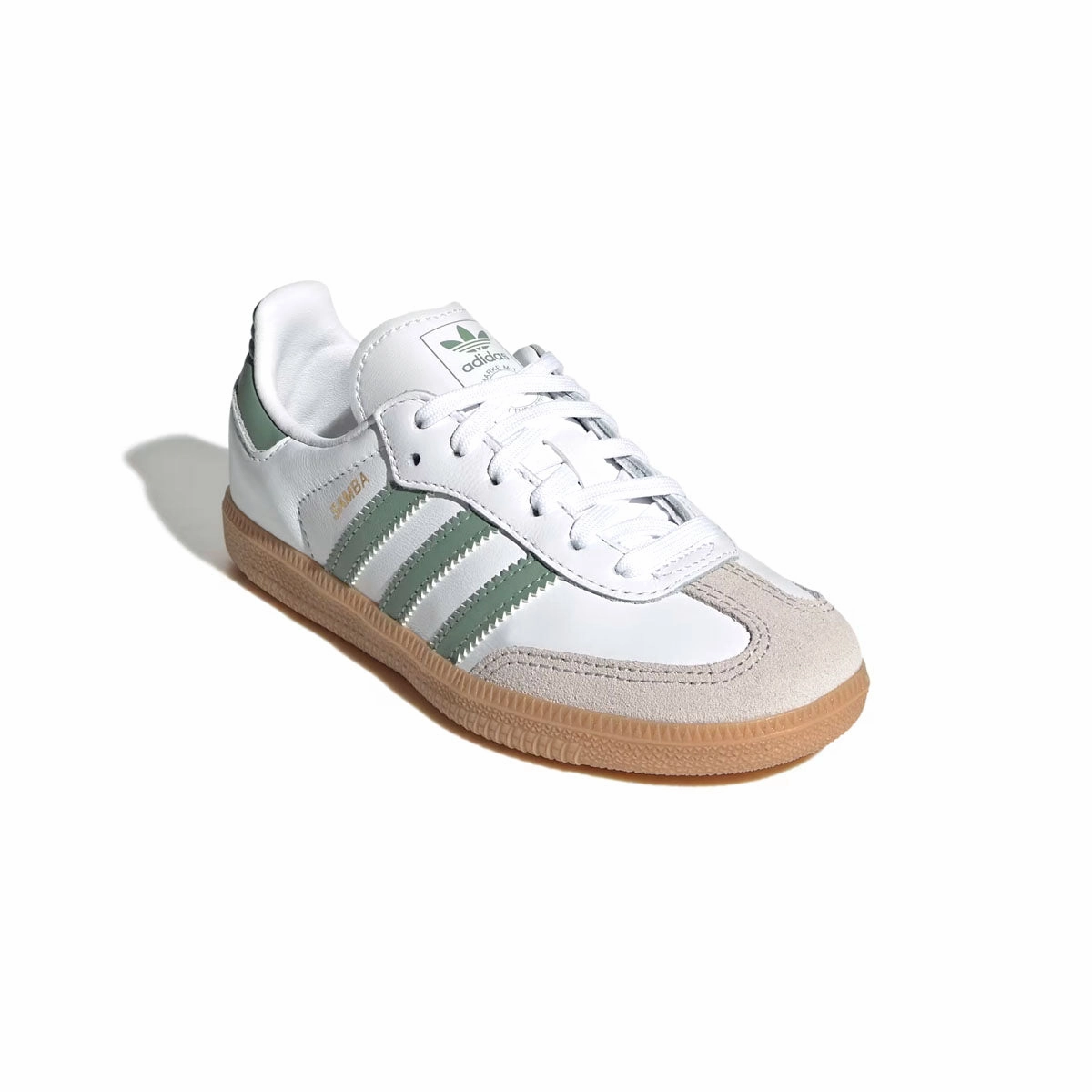 Supportive Step. Kids Samba OG 'Cloud White Silver Green'