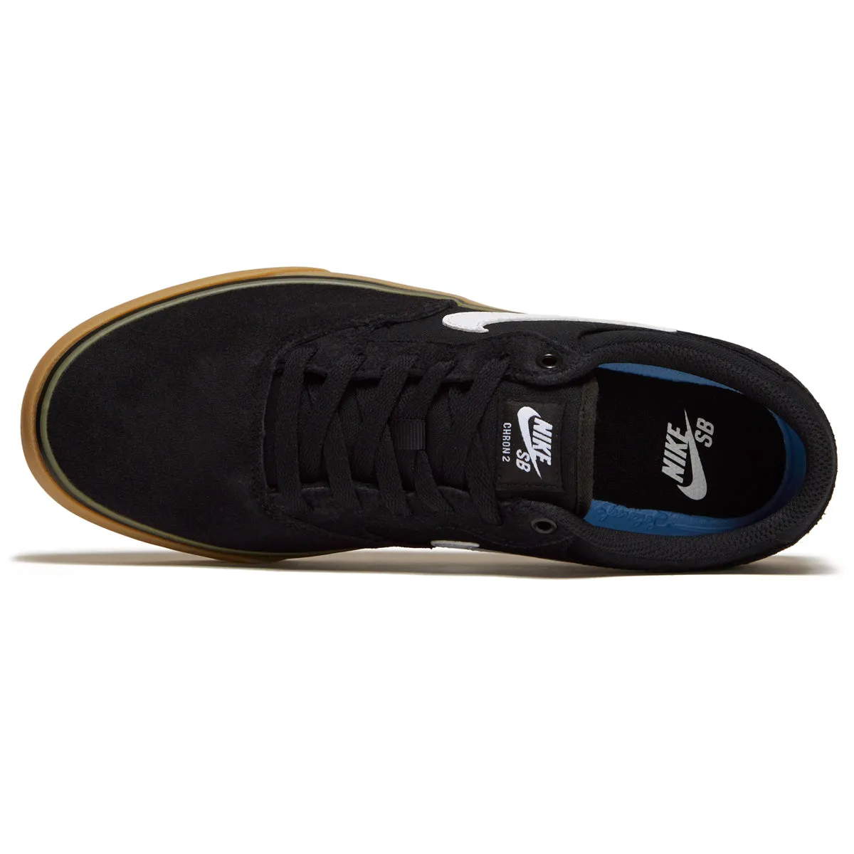 Toe Protect Nike SB Chron 2 Shoes - Black/White/Black/Gum Light Brown