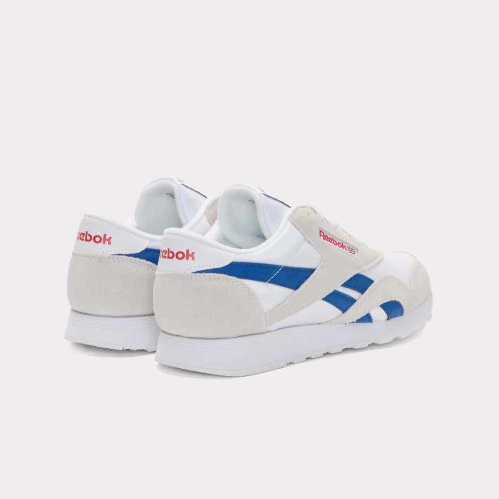 Trendy Comfort Reebok Footwear Men Classic Nylon Shoes WHITE/VECTOR BLUE/VECTOR RED