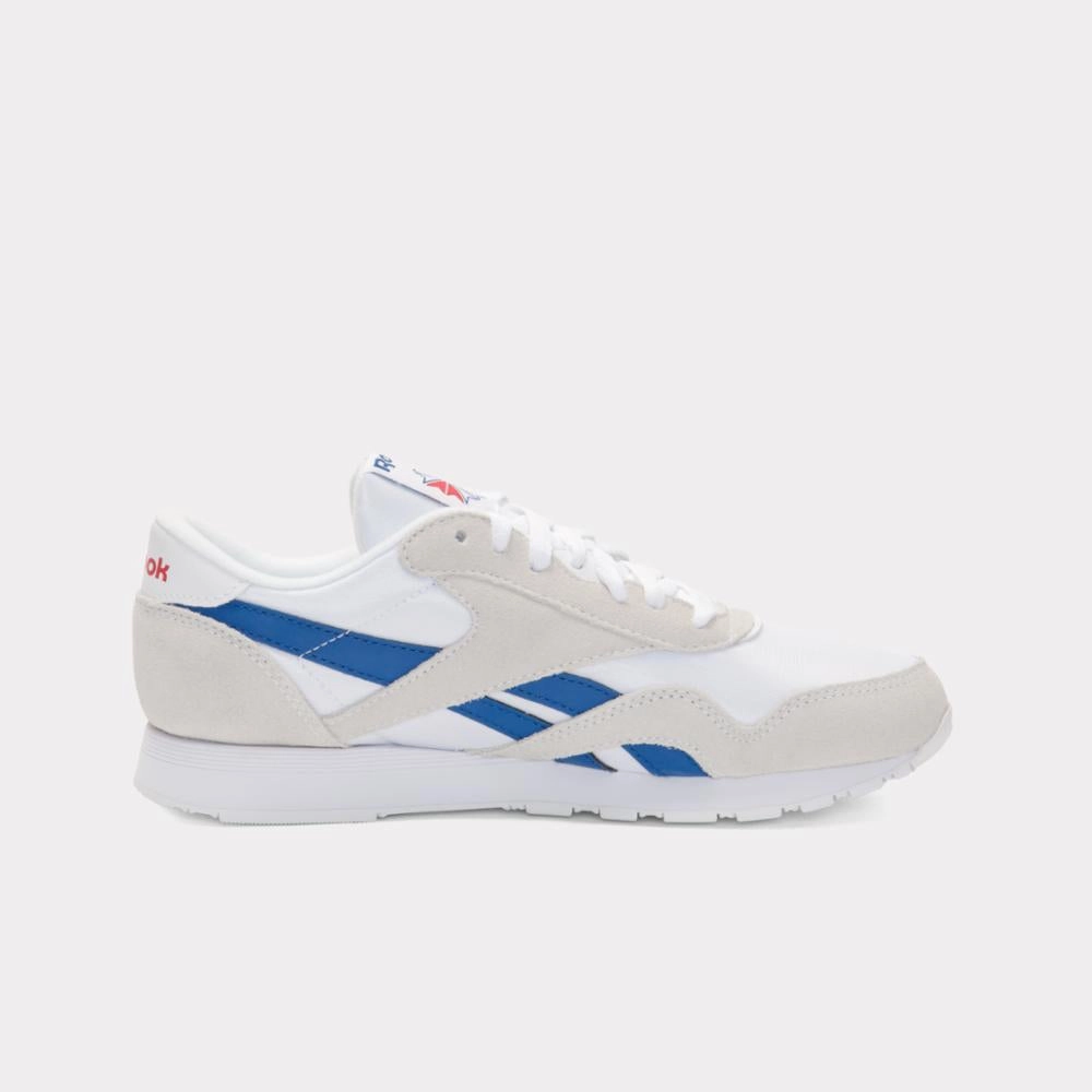 Trendy Comfort Reebok Footwear Men Classic Nylon Shoes WHITE/VECTOR BLUE/VECTOR RED
