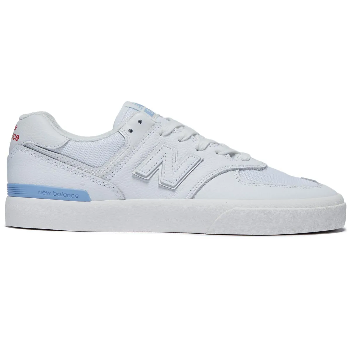 New Balance 574 Vulc Shoes - White/Baby Blue Skid Resistant