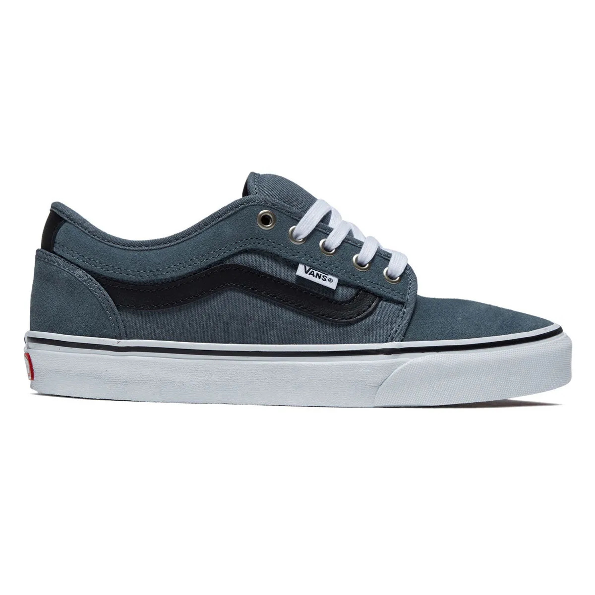 Vans Skate Chukka Low Sidestripe Shoes - Black/Slate Blue Skateboarding Comfort