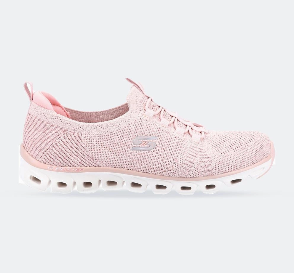 Women's Wide Fit Skechers 104198 Glide Step Grand Flash Sneakers - Rose Glide Soft
