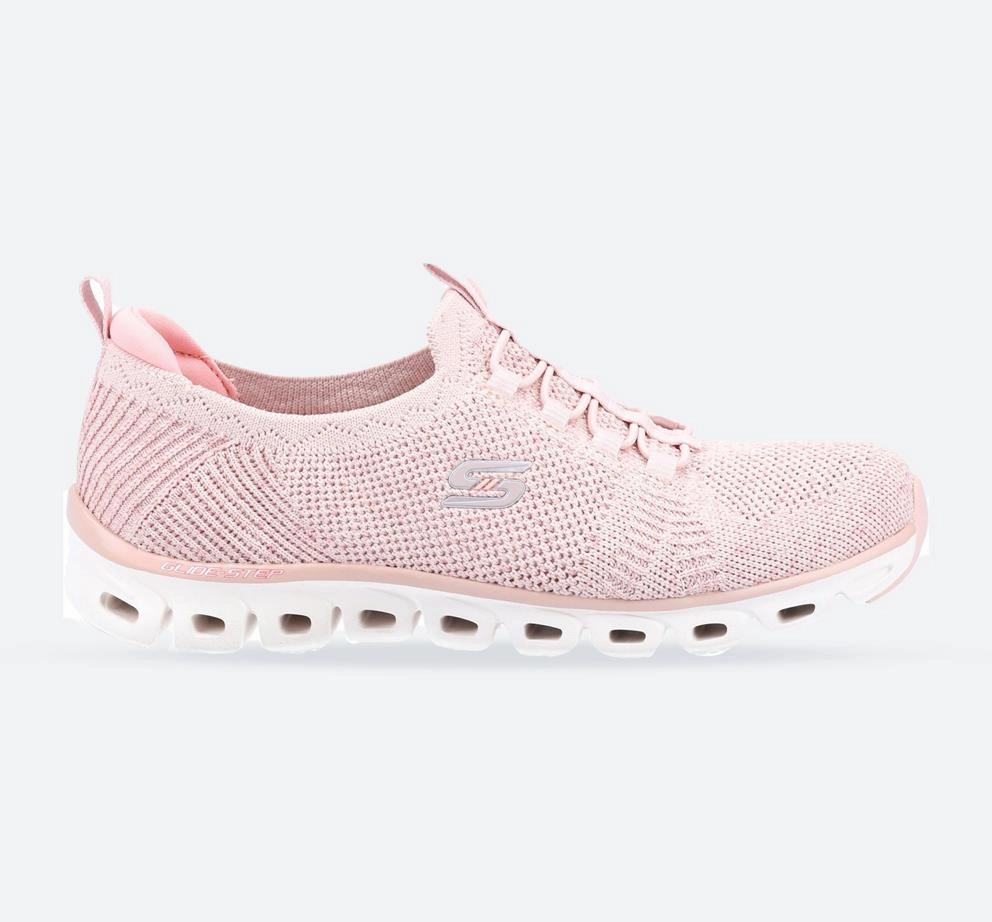 Women's Wide Fit Skechers 104198 Glide Step Grand Flash Sneakers - Rose Glide Soft