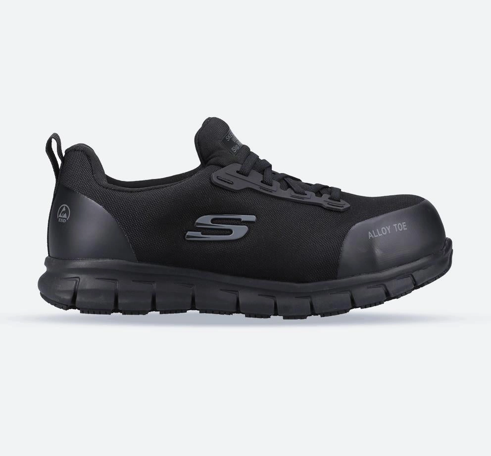 Women's Wide Fit Skechers 108041EC Sure Track Jixie Safety Sneakers All-weather breathability