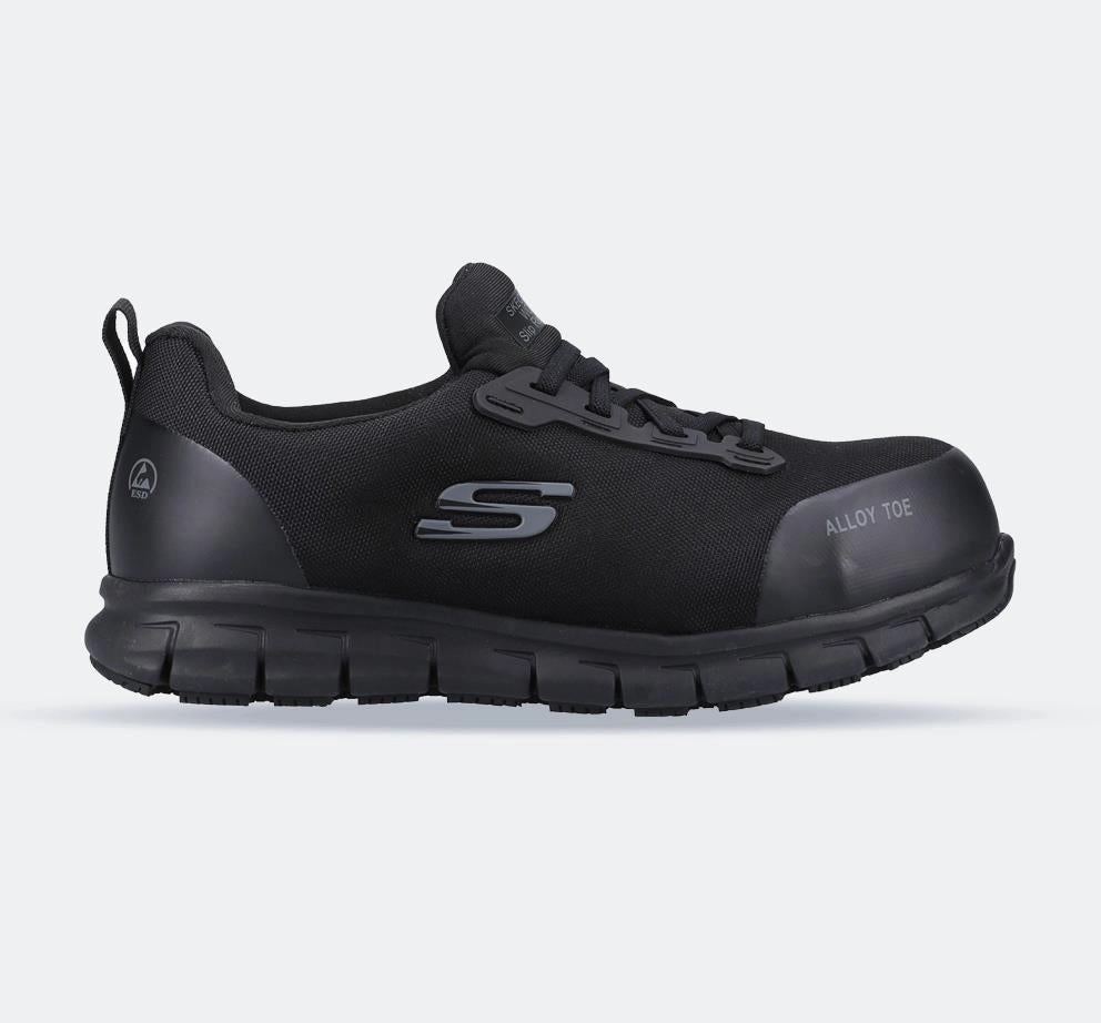 Women's Wide Fit Skechers 108041EC Sure Track Jixie Safety Sneakers All-weather breathability