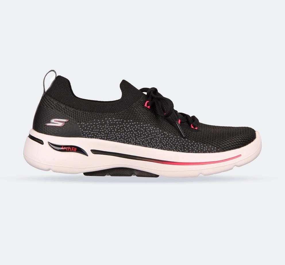 Women's Wide Fit Skechers 124863 Go Walk Arch Fit Clancy Sneakers Road Tested