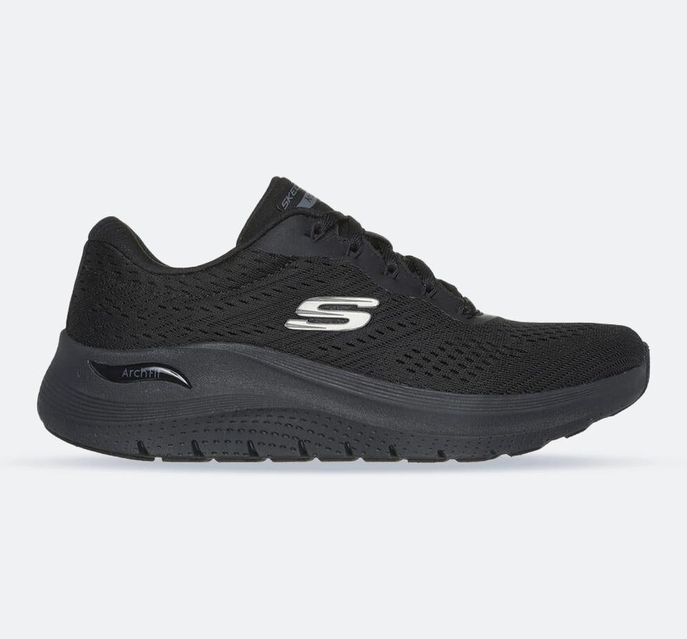 Women's Wide Fit Skechers 150051 Arch Fit 2.0 Big League Sneakers - Black Run Smooth