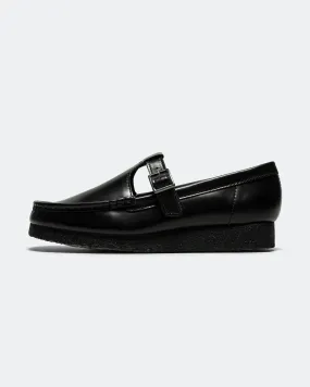 Womens Wallabee T Bar - Black Leather Maximum arch Stretchy Material