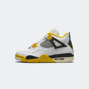 Womens Air Jordan 4 Retro - White/Coconut Milk-Vivid Sulfur Comfortable Lace Elevated shock absorption
