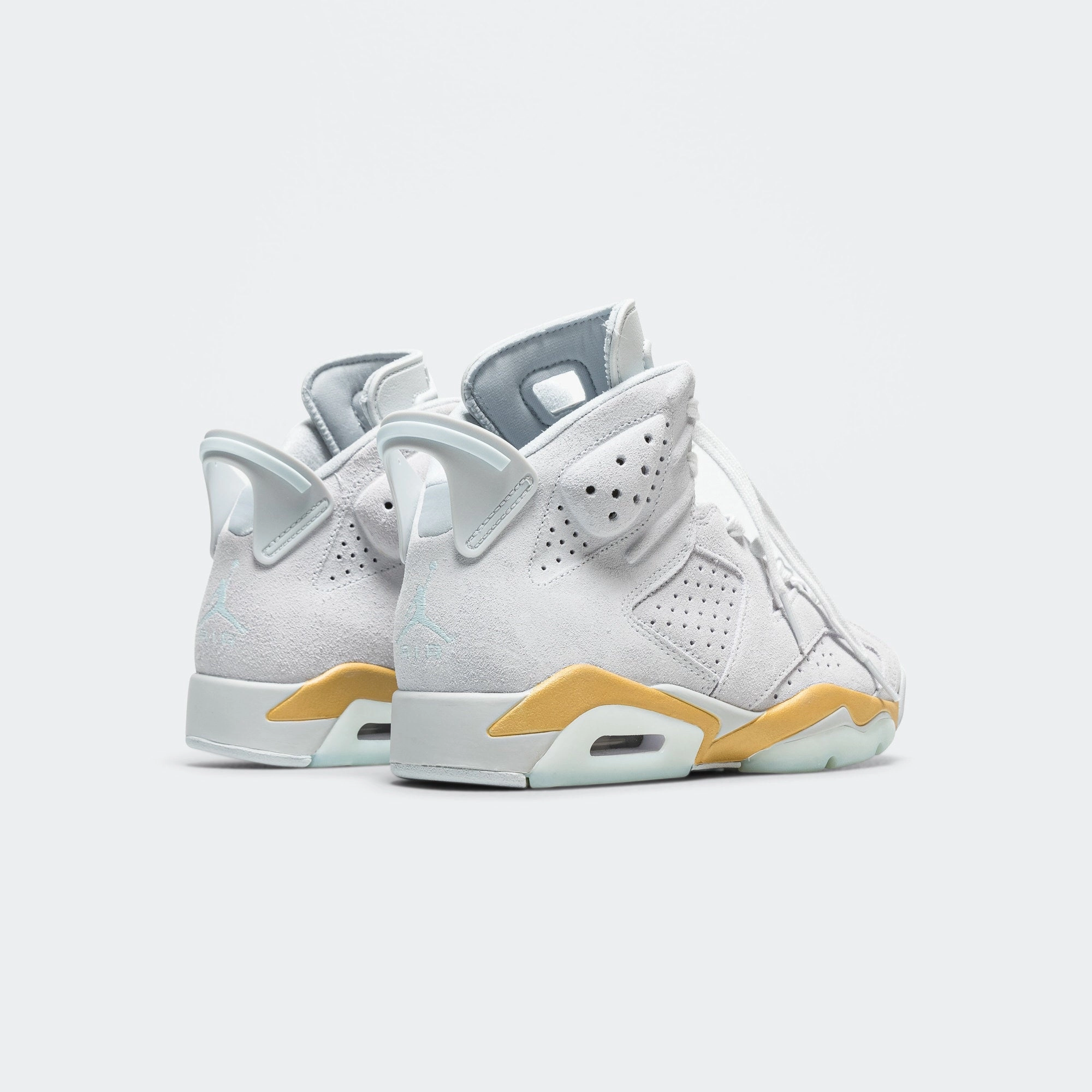 Womens Air Jordan 6 Retro - Pure Platinum/Glacier Blue-Metallic Gold Iconic lining